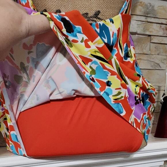 Anne Cole Floral‎ Tropical Skirted One Piece Bathing Swim Suit Size 14 Large New - Picture 4 of 7